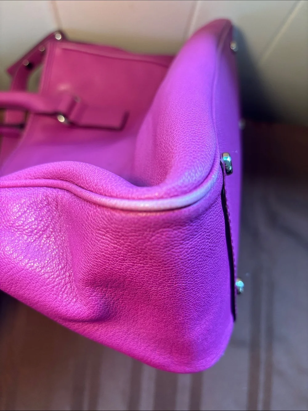 kate spade Vibrant Fuchsia Leather Satchel with Detachable Strap